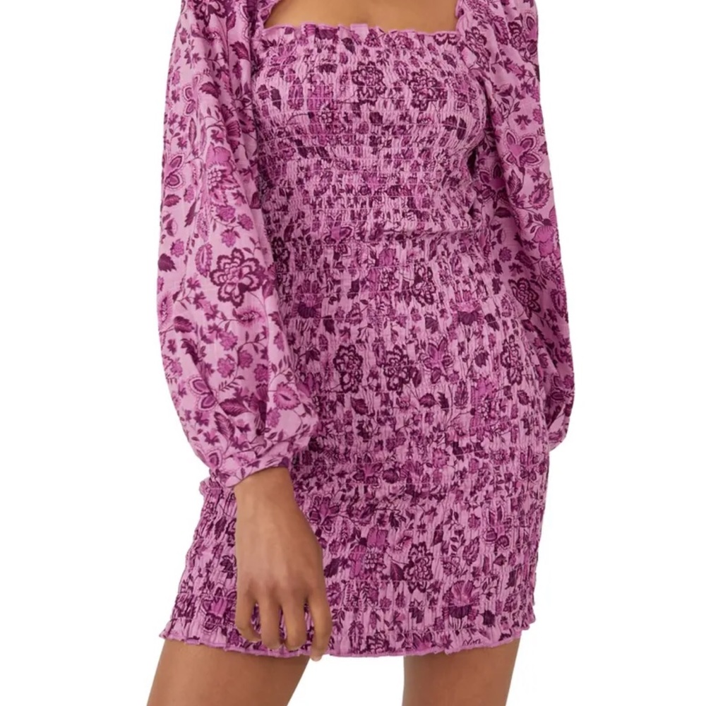 NWT Free People Smock It To Me Mini Dress Azalea Combo